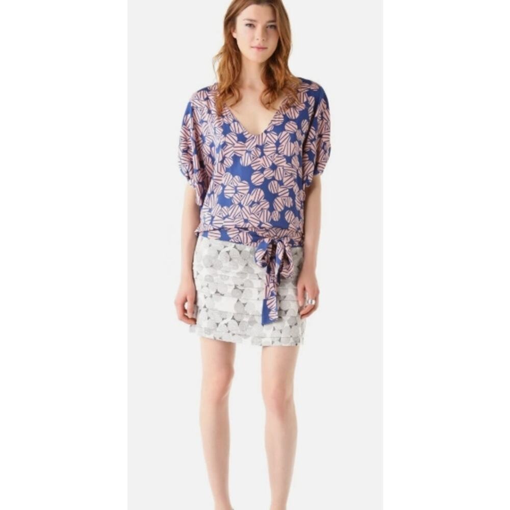 Diane Von Furstenberg DVF Edna Silk purple geo print Mini Dress Size 10